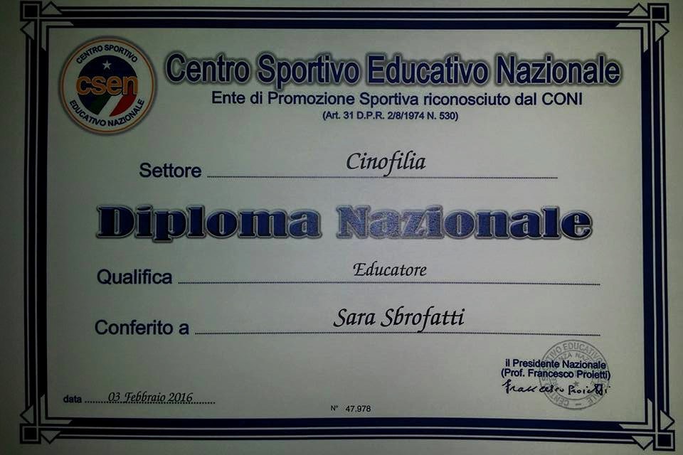 Sara Sbrofatti - Educatore Cinofilo CSEN